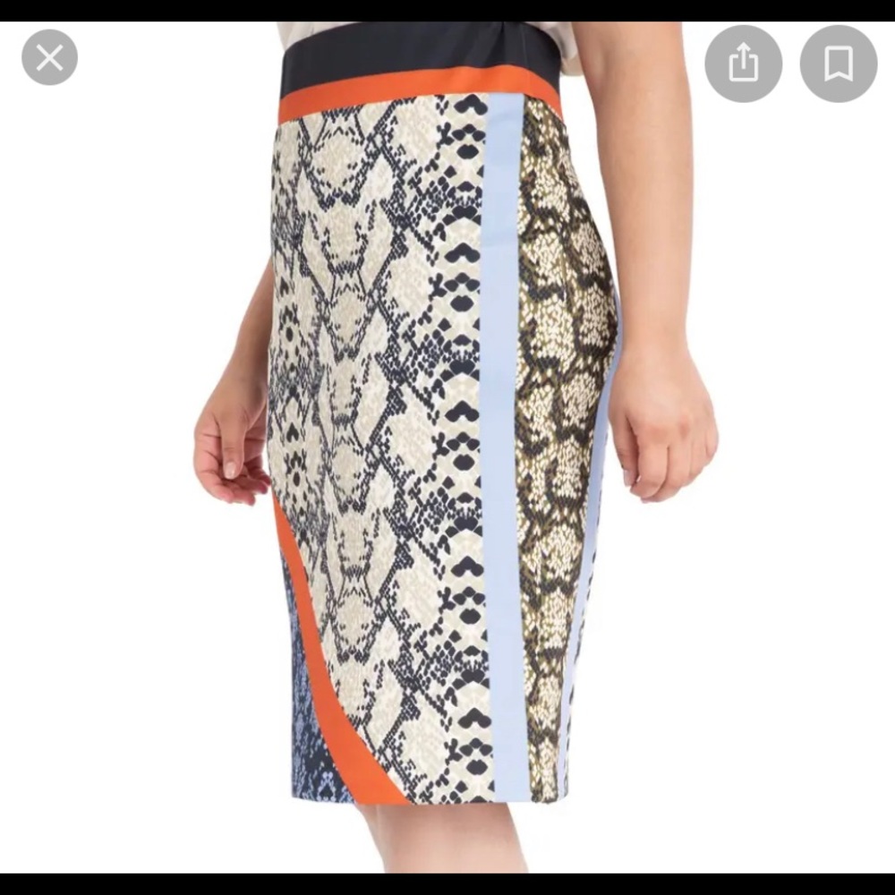 Colorblock snake print NWOT neoprene pencil skirt